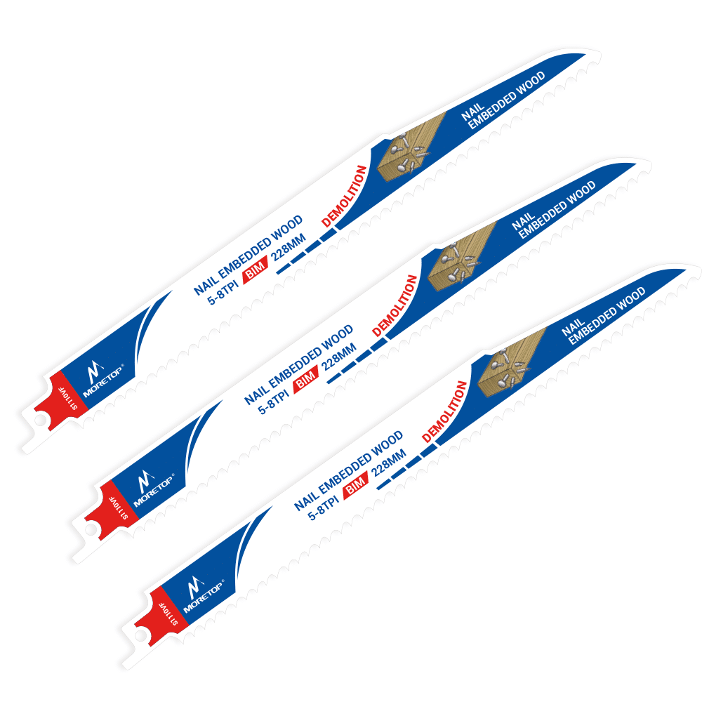 3 stk. Bimetal bajonetklinger til træ med søm, samt metal. Længde 228 mm. Varenummer: MCRB-S1110VFA