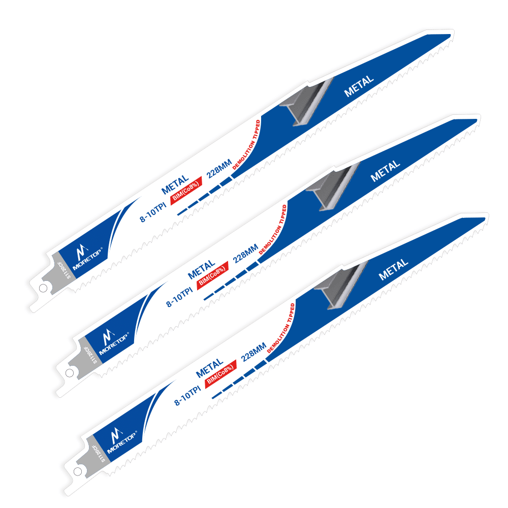 3 stk. Bimetal (8% Cobolt) bajonetklinger til stål/metal, nedrivning. Længde 228 mm. Varenummer: MCRB-S1120CFA