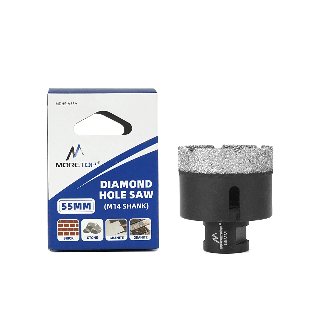 55 mm Diamantkopsav til våd- og tørboring. 14 mm gevind for vinkelsliber. Varenummer: MDHS-V55A