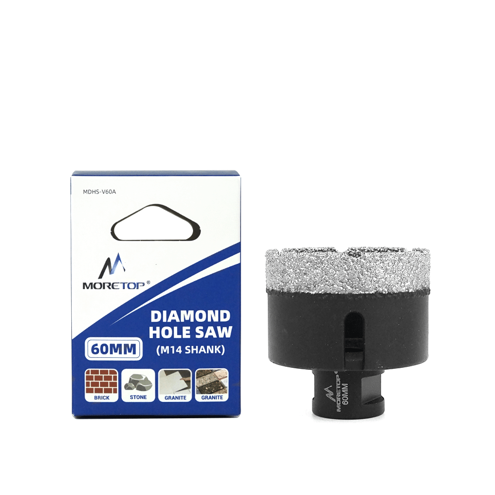 60 mm Diamantkopsav til våd- og tørboring. 14 mm gevind for vinkelsliber. Varenummer: MDHS-V60A